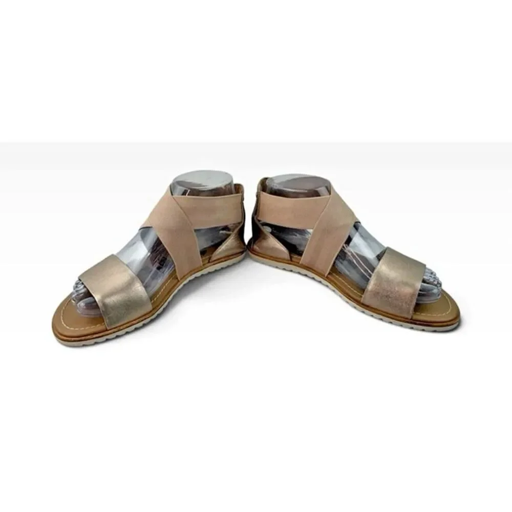 *SOREL Shoes Woman’s Size 6 Gold Tan Metallic Ella II Leather Strappy Sandals